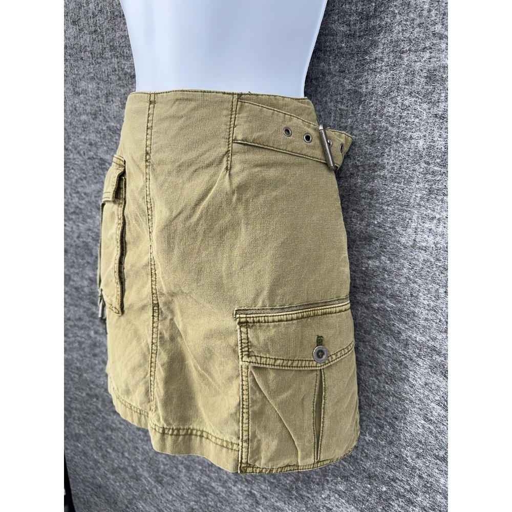 Free People Skirt Womens 6 Green Cargo Utility Mini Pockets Buckle Strap Twill - Picture 4 of 11